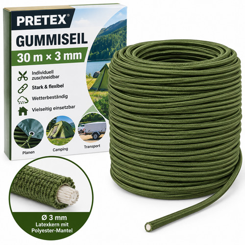 Pretex gummiseil 3mm 30m - gummiseil,